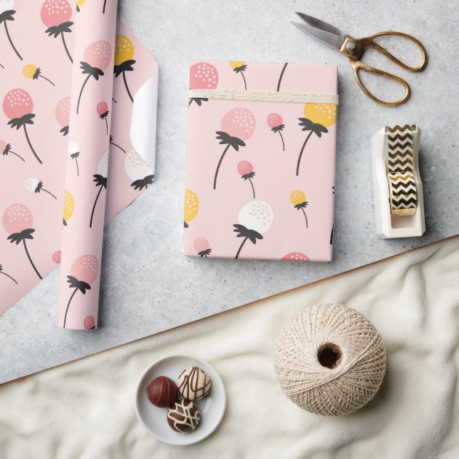 Papel De Presente Desejos Florais Cor-de-Rosa (Artesanato)