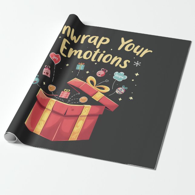 Papel De Presente Desembrulhe suas emoções Natal Saúde Mental Natal (Desenrolado)