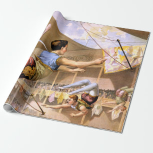 Papel De Presente Desempenho do circo do trapézio do homem do
