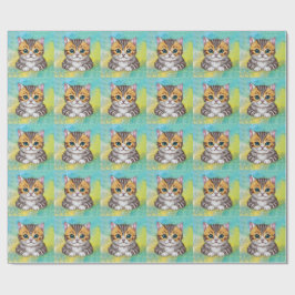 Papel De Presente Desenhando Gato