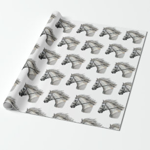 Papel De Presente Desenho à mão de cavalo com uma brida