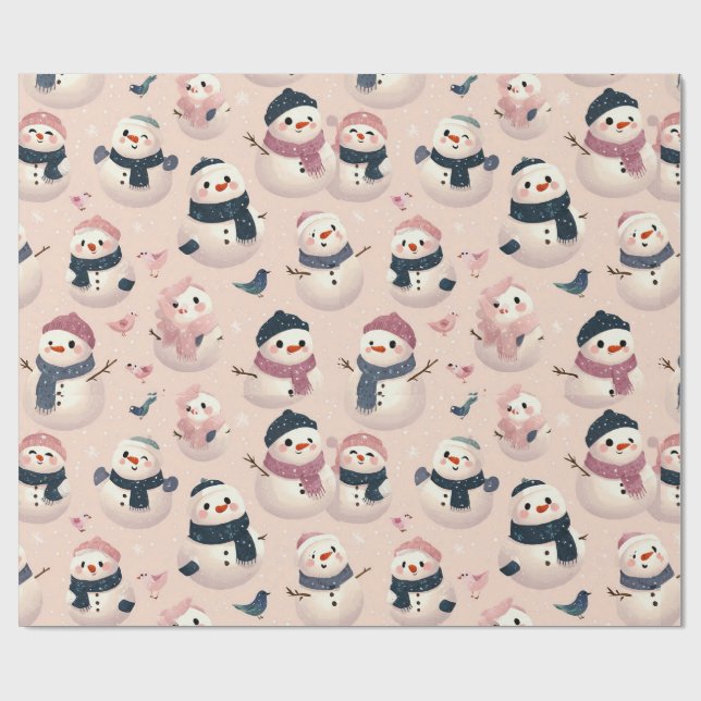 Papel De Presente desenho adorável de boneco de neve (Aberto)