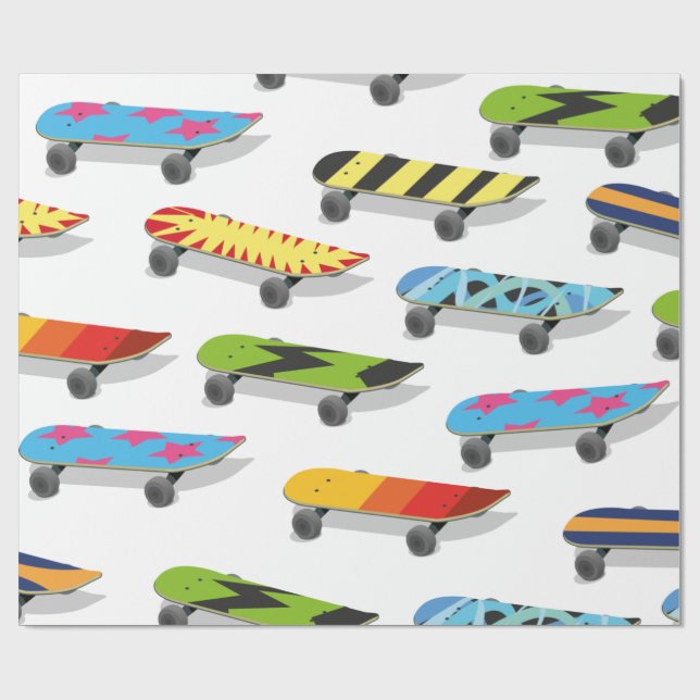 Papel De Presente Desenho animado de skate. (Aberto)