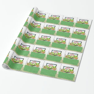 Papel De Presente Desenho Animado Divertido de Vaca na TV