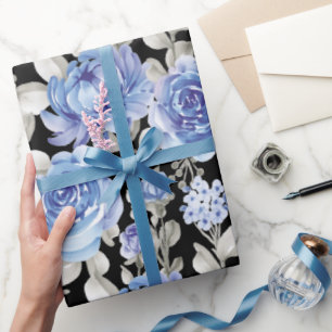 Papel De Presente desenho botânico aquarela azul vintage único