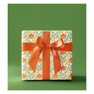 Papel De Presente Desenho Botânico de Abóbora de Outono