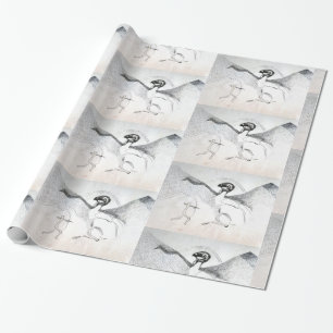 Papel De Presente Desenho Branco Preto do Gráfico de Caça