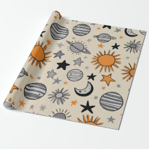 Papel De Presente Desenho Celestial Caprichoso