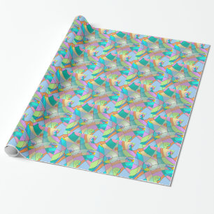 Papel De Presente Desenho Colorido de Vidro Corado Simulado