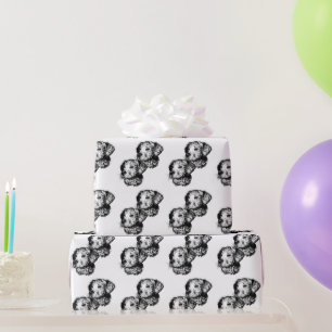 Papel De Presente Desenho da Cabeça Canina