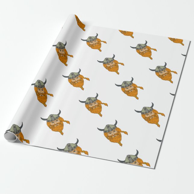 Papel De Presente Desenho da cabeça do guerreiro de Viking do (Desenrolado)