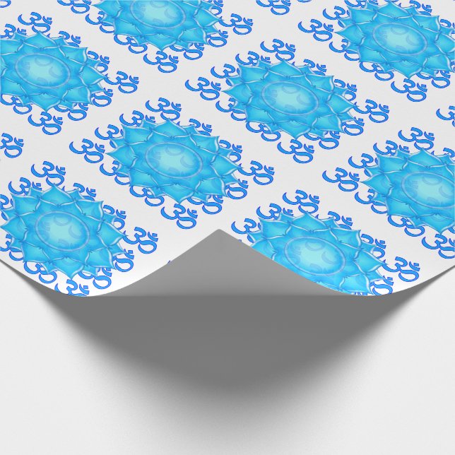 Papel De Presente Desenho Da Flor Do Lotus De Vidro Azul Com Padrão  (Ponta)