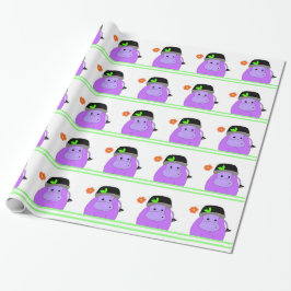 Papel De Presente Desenho de Aniversário de Hipopótamo Roxo