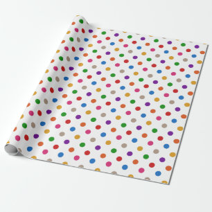 Papel De Presente Desenho de Arco-íris Colorido Branco com Pontos Po