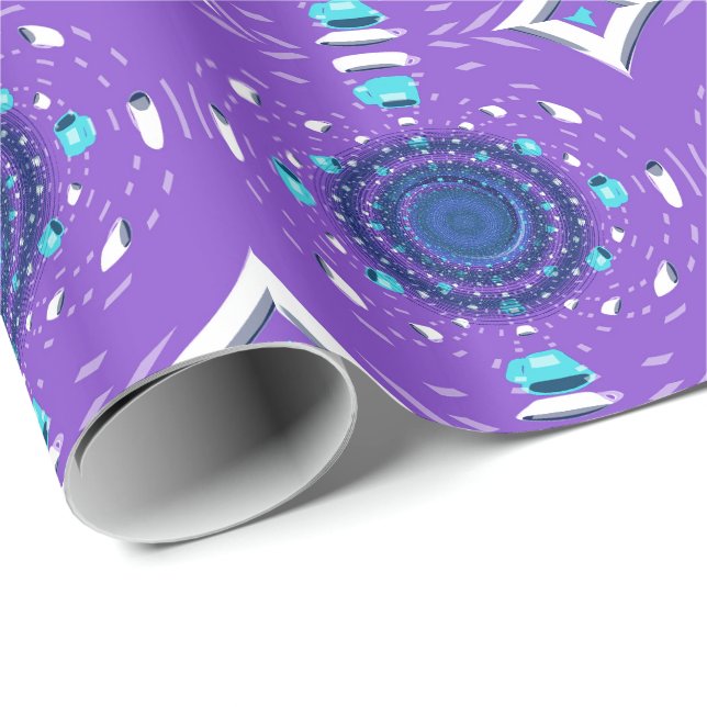 Papel De Presente Desenho de Café Dimensional Roxo (Ponta do rolo)