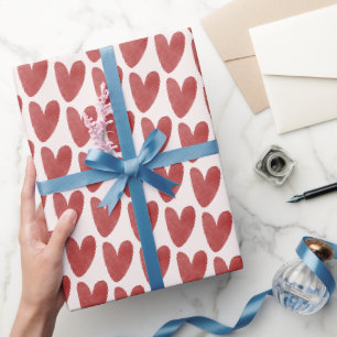 Papel De Presente Desenho de Coração Vermelho Super Fofo