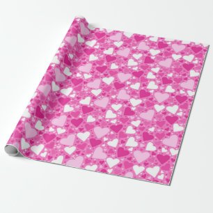 Papel De Presente Desenho de Corações Cor-de-Rosa para Conscientizaç