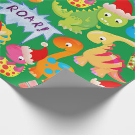 Papel De Presente Desenho de dinossauro fofo de Natal