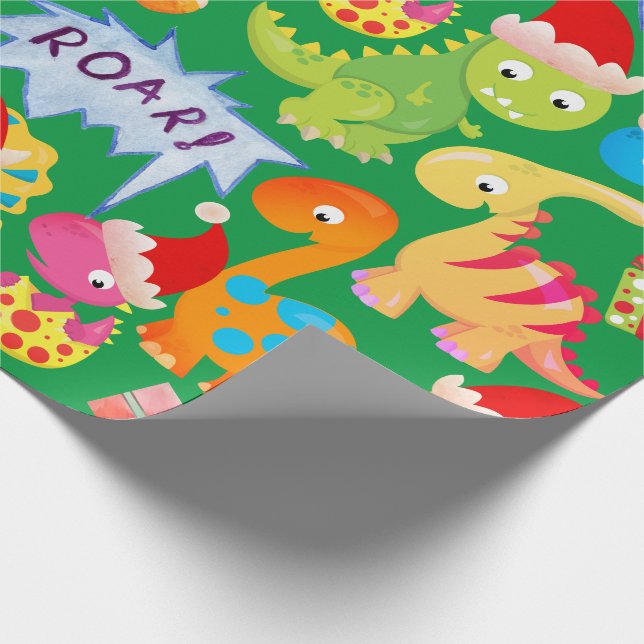 Papel De Presente Desenho de dinossauro fofo de Natal (Ponta)