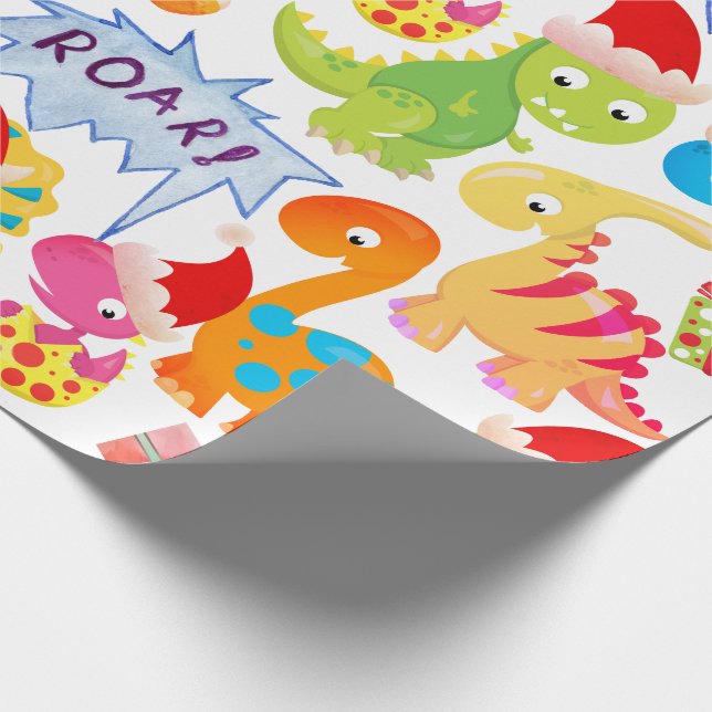 Papel De Presente Desenho de dinossauro fofo de Natal (Ponta)