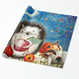 Papel De Presente Desenho de Floresta de Portão do Outono Amigos da