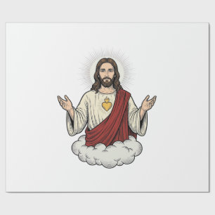 Papel De Presente Desenho de Gravura Vintage Devocional do Sagrado C