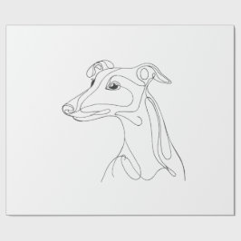 Papel De Presente Desenho de Greyhound em Linha Cinza - Design Minim