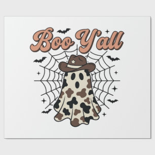 Papel De Presente Desenho de Halloween Fantasma Ocidental Boo Yall
