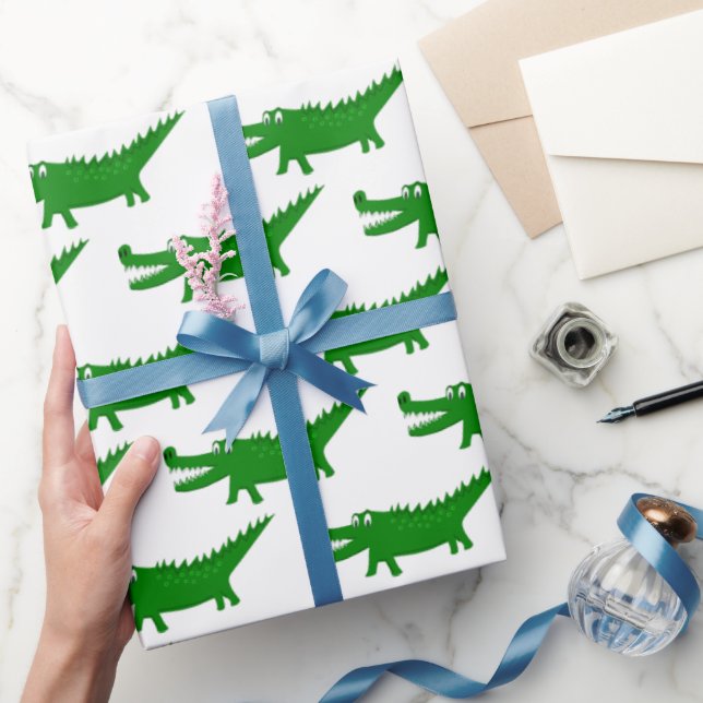 Papel De Presente Desenho de Jacaré Fofo (Presentear)