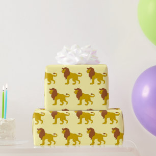 Papel De Presente Desenho de Leão Qualquer Cor de Fundo