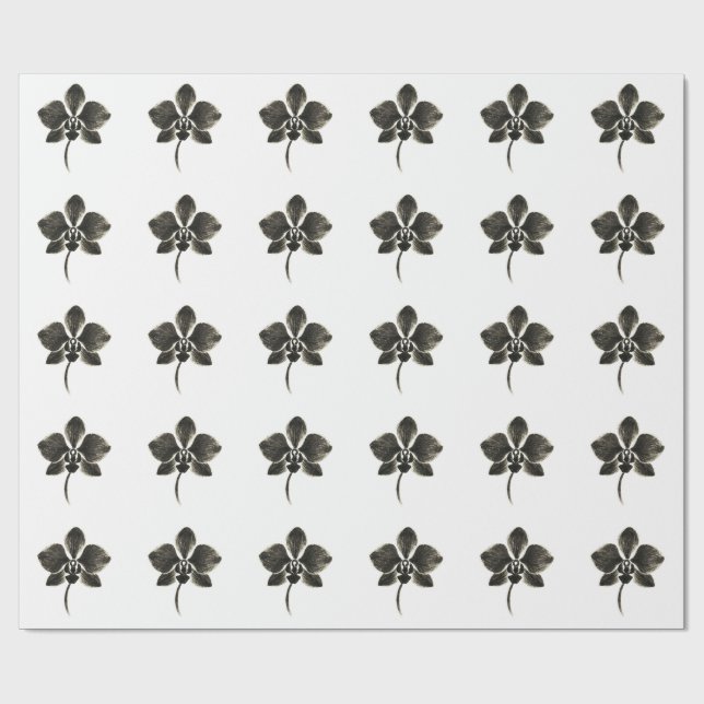 Papel De Presente Desenho de Linha Orquídea - Papel de Enrolamento F (Aberto)
