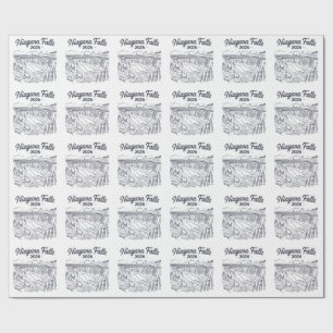 Papel De Presente Desenho de linha vintage de Niagara Falls 2026