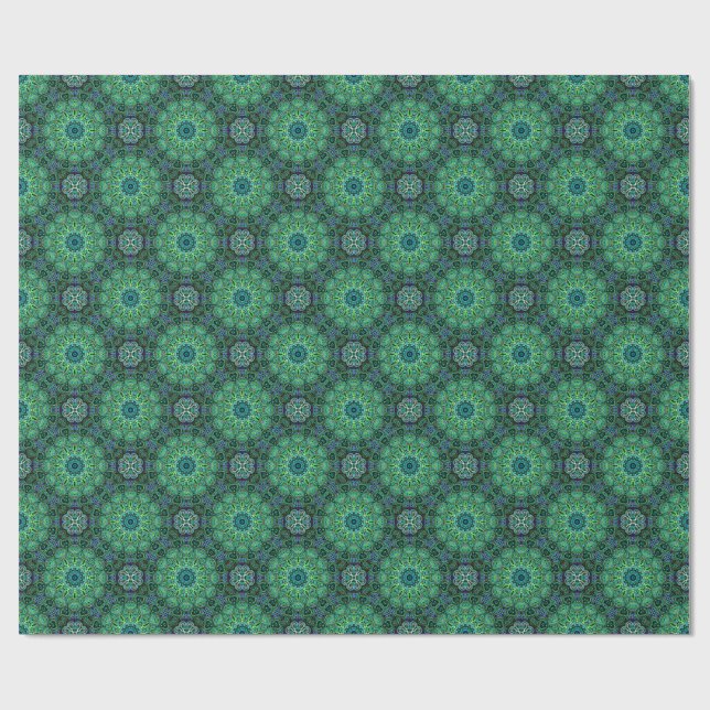 Papel De Presente desenho de Mandala Verde Esmeralda (Aberto)