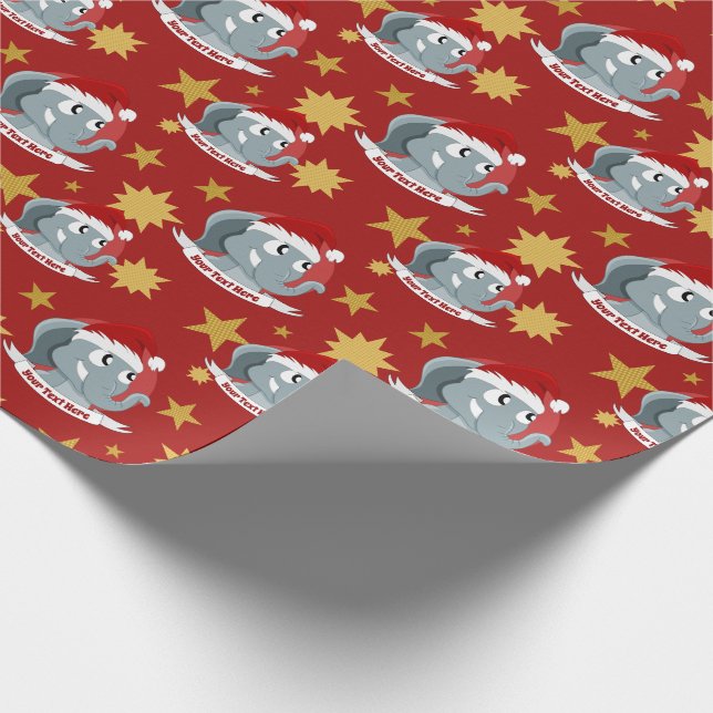 Papel De Presente desenho de Natal com um elefante fofo embrulhando  (Ponta)
