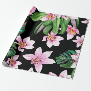 Papel De Presente Desenho de Orquídeas em Aquarela 27