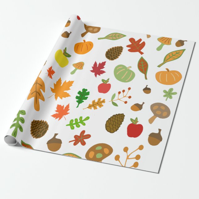 Papel De Presente Desenho de Outono (Desenrolado)
