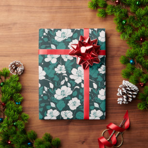 Papel De Presente Desenho de padrão contínuo floral esmeralda