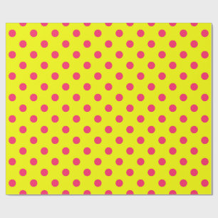 Papel De Presente Desenho de padrão de bolinhas rosa em amarelo 