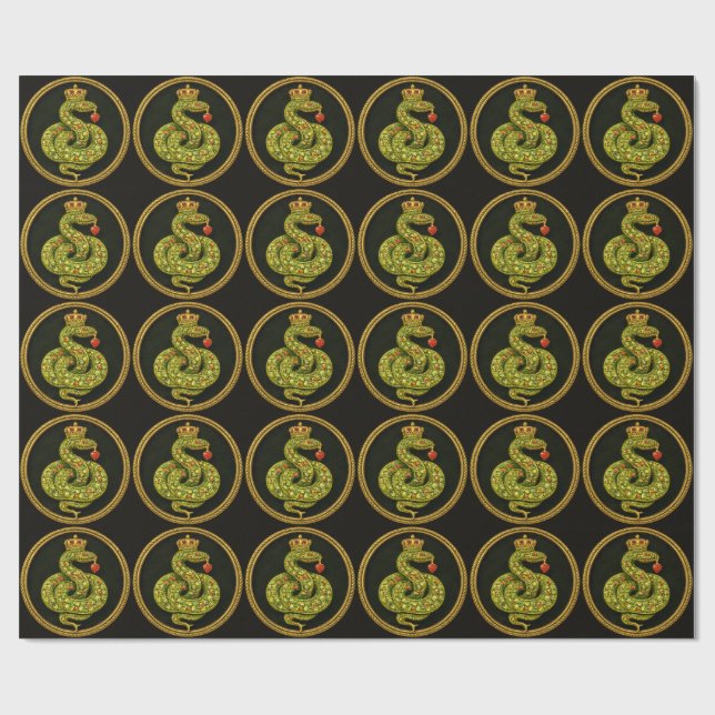 Papel De Presente Desenho de serpente Tudor Elizabethano com rubi or (Aberto)