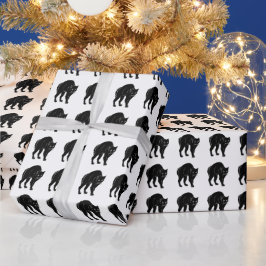 Papel De Presente Desenho de Silhueta Preta de Vento Halloween