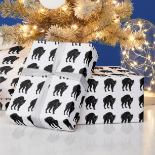 Papel De Presente Desenho de Silhueta Preta de Vento Halloween