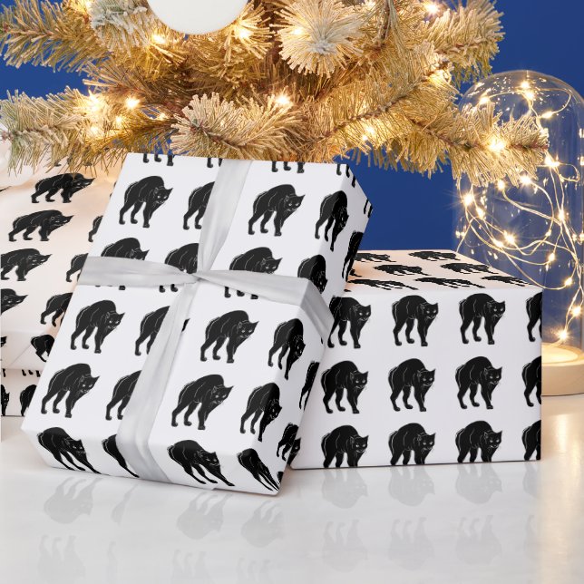 Papel De Presente Desenho de Silhueta Preta de Vento Halloween (Feriados)