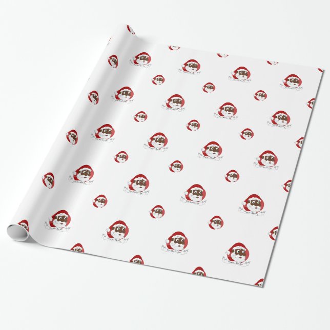 Papel De Presente Desenho do Papai Noel Negro (Desenrolado)