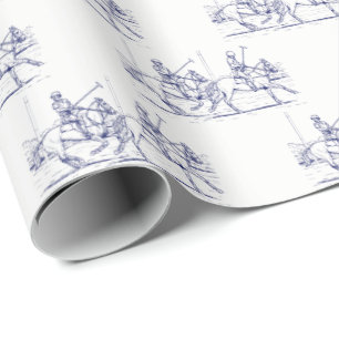 Papel De Presente Desenho Estilizado Vintage de Partida de Polo #2 A