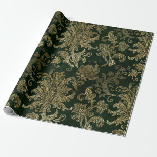 Papel De Presente Desenho Floral de Veludo de Natal Elegante com Dou