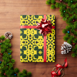 Papel De Presente Desenho Floral Geométrico Vibrante
