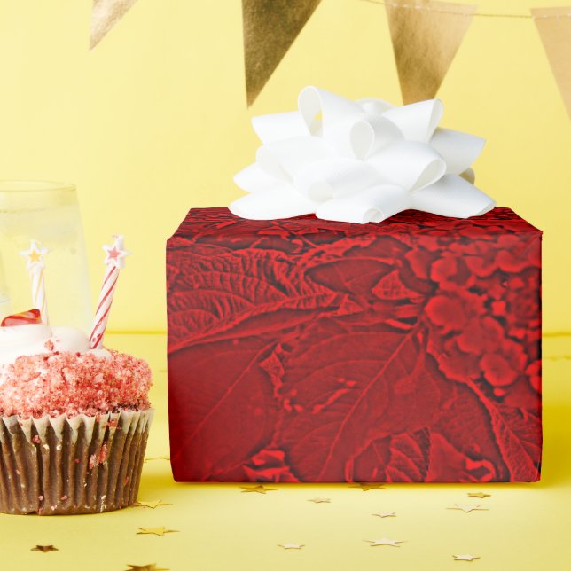 Papel De Presente Desenho Floral Vermelho Lantana (Festa de aniversário)