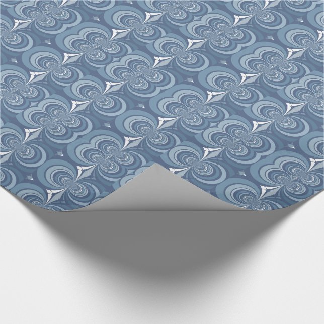 Papel De Presente Desenho Geométrico Abstrato Azul (Ponta)