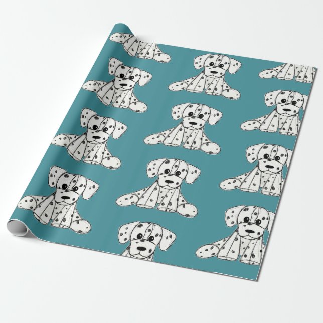 Papel De Presente Desenho simples de um cão dalmata preto (Desenrolado)