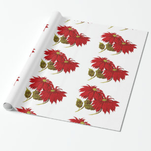 Papel De Presente Desenho vermelho bonito da poinsétia